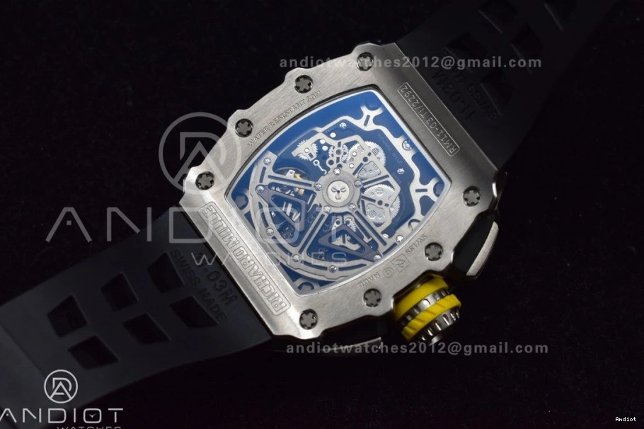 V3 Best KVF Crystal RM011 Black on Edition Chrono Black SS A7750 Dial 1:1 Strap Rubber 0901